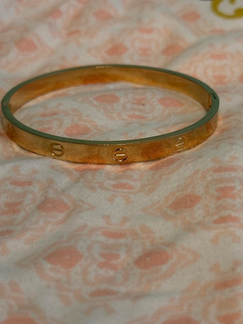 Gold Screw-Accent Women's Bangle Bracelet